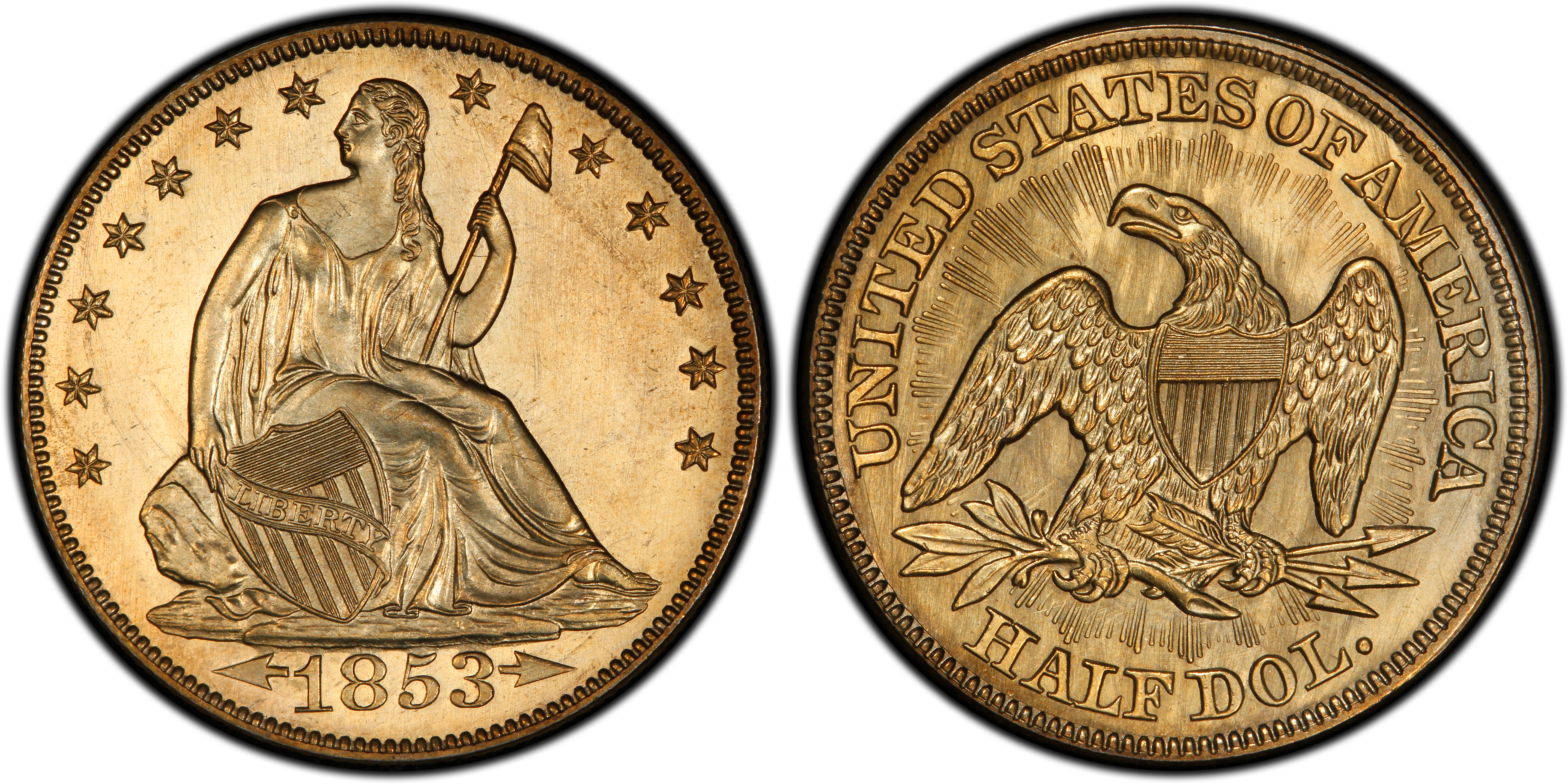Paragon Numismatics - Half Dollar Coin - 1853 Arrows and Rays Liberty Seated Half Dollar